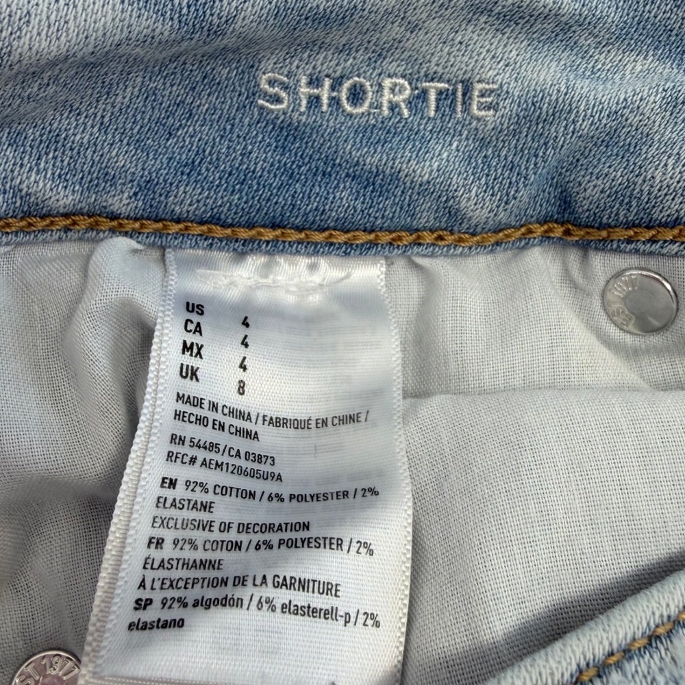 American Eagle Denim Micro Shortie  Shorts Size 4 Low Rise Lace Boho Festival - Picture 3 of 10